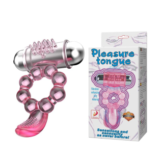 Эрекционное кольцо с вибрацией и стимуляцией клитора Lybaile Pleasure Tongue  Ring