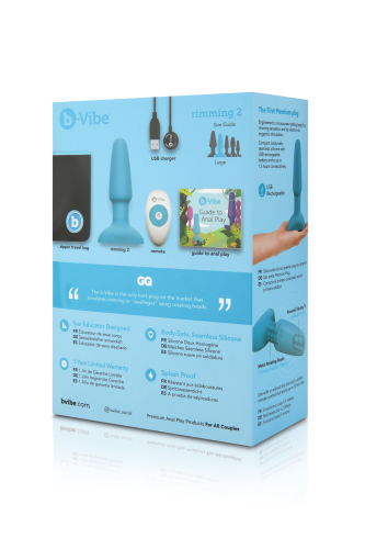 Анальна пробка з вібрацією та імітацією риммінгу b-Vibe для еротичних ігор блакитна - 10
