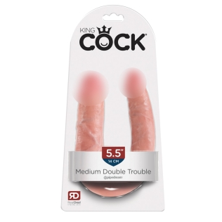 Двухсторонний фаллоимитатор реалистичный телесного цвета Pipedream King Cock M Double Trouble Flesh