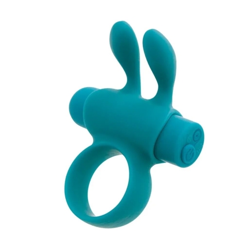 Эрекционное виброкольцо на член с ушками для клитора бирюзовое S Pleasures Premium Rabbit Ring со съемной вибропулей - 1