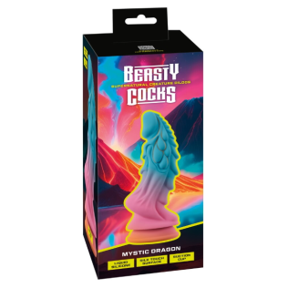Гибкий фаллоимитатор с присоской из жидкого силикона разноцветный Beasty Cocks Mystic Dragon