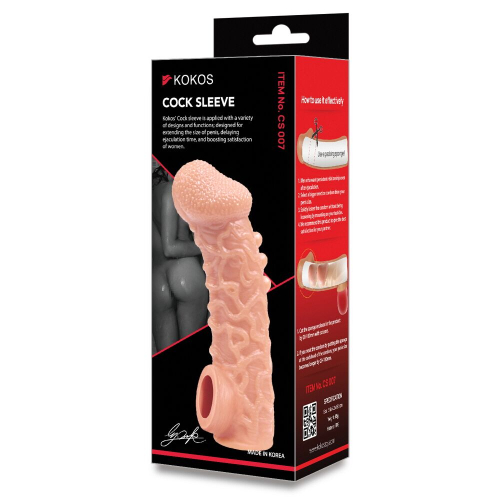 Насадка на член з отвором для мошонки тілесного кольору Kokos Cock Sleeve CS 007 розмір M - 6