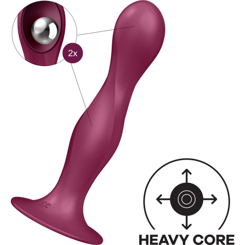 Дилдо силиконовое с двумя тяжелыми шариками бордовое Satisfyer Double Ball-R - 2