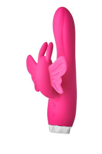 Вибратор для точки G и с отростком бабочкой для клитора розового цвета Dream Toys - 1