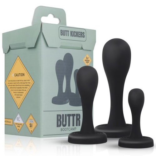 Набір анальних пробок силіконових чорних BUTTR Butt Kickers Butt Plug Training Set - 1
