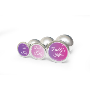 Анальна пробка металева срібляста з написом Use Me Daddy OKOVA розмір M