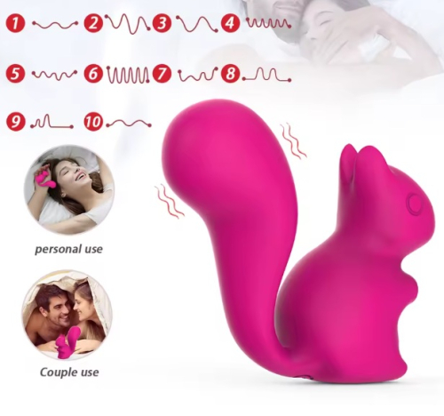 Міні-вібратор кліторальний у формі білочки рожевий Every Night Toys Debbie 10 режимів вібрації - 2