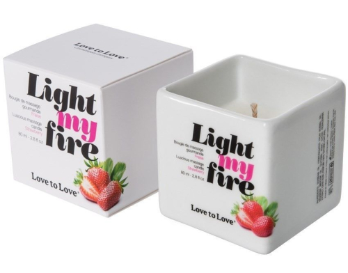 Масажна Свічка з ароматом полуниці Love To Love LIGHT MY FIRE 80 мл - 2