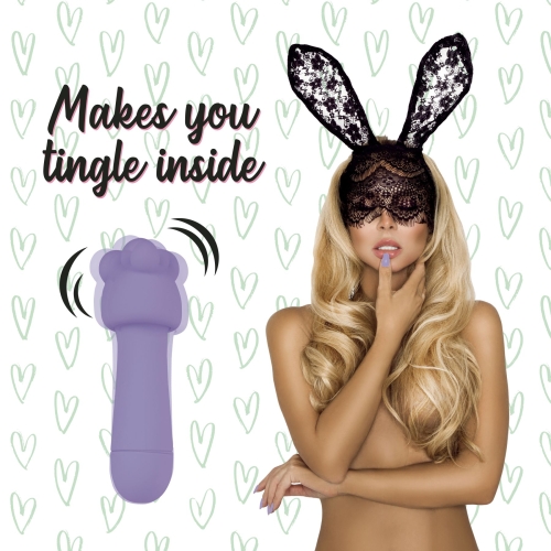 Мини-вибратор для стимуляции клитора с двумя насадками фиолетовый FeelzToys Mister Bunny - 3