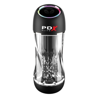 Мастурбатор для мужчин с вибрацией и вакуумом прозрачно черный Pipedream PDX Elit Viewtube Pro Clear