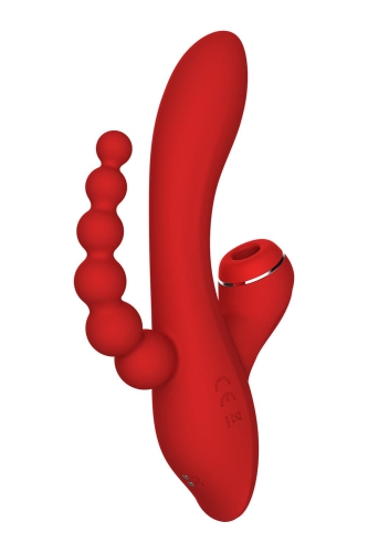 Вакуумный стимулятор тройной с отростком для клитора красного цвета Dream Toys REVOLUTION ANNA - 4