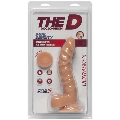 Фалоімітатор 16,5 см/4,4 см реалістичний на присоску Doc Johnson The D-Ragin D-7,5 Inch With Balls-ULTRASKYN - 2