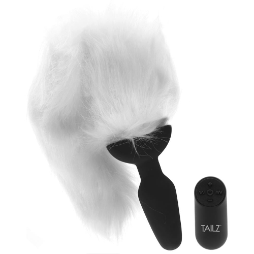Анальна вібропробка чорного кольору з білим хвостом Tailz розмір М - 4