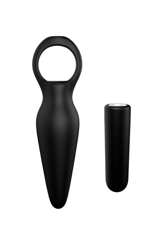 Анальная вибропробка конической формы с кольцом черного цвета Dream Toys CHEEKY LOVE - 3