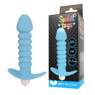 Втулка анальна з вібрацією Sweet Toys L 115 мм D 30x25 мм, колір блакитний