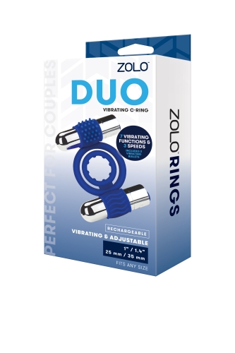 Ерекційне віброкільце синього кольору Zolo Duo vibrating З ring - 2