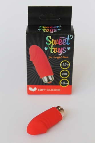 Міні вібратор з головкою силіконовий для клітора SWEET TOYS Червоний L 5,5 см d 2,3 см зі знімною вібропулею - 4