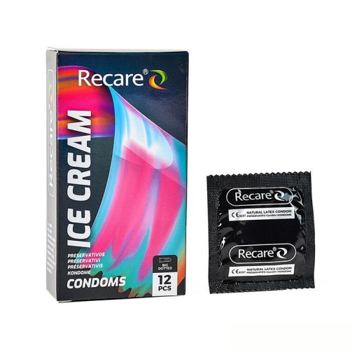 Презервативы с пупырышками аромат мороженое Recare Ice Cream Big Dotted Condoms Holographic 12 штук - 1