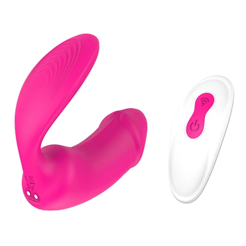 Подвійний вагінально-кліторальний вібратор з рожевим пультом Dream Toys Essentials - 8