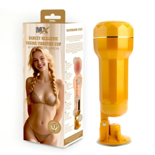Мастурбатор для мужчин Вагина в колбе и на присоске с вибрацией Chisa Darcey Realistic Vagina Cup