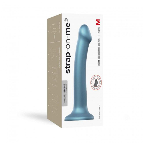 Насадка для страпона силіконова синя Strap-On-Me Mono density Dildo m діам. 3,3 см - 3
