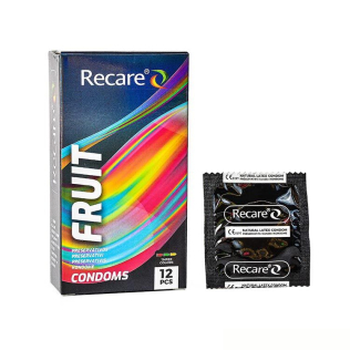 Презервативы ароматы мята банан и клубника Recare Color Fruit Flavour Condoms Holographic 12 штук