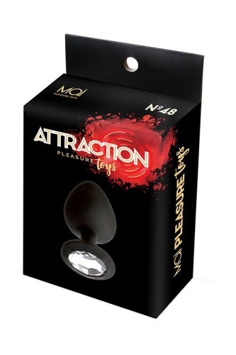Анальная пробка силиконовая черная с бесцветным кристаллом MAI Attraction Toys длина 8,2см диаметр 3,5см - 3