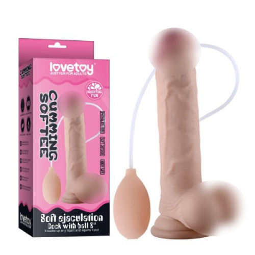 Фалоімітатор 17,8 см на присоску з еякуляцією lovetoy тілесний - 1