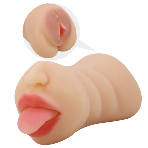Мастурбатор c двумя входами Ротик и вагина телесного цвета LyBaile Crazy Bull Sarah soft skin - 2