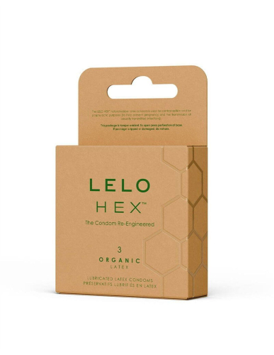 Презервативы тонкие и суперпрочные из органического латекса LELO HEX Condoms Organic 3 штуки - 2