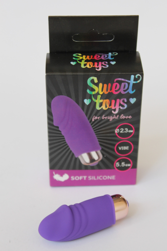 Мини вибратор с головкой силиконовый для клитора SWEET TOYS фиолетовый L 5,5 см D 2,3 см со съемной вибропулей - 5