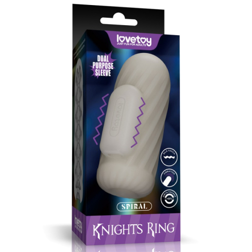 Вибронасадка на член спиральная белая Lovetoy Knights Ring - 1