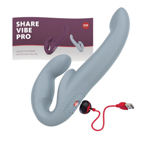 Безремневий вібрострапон регульований сірого кольору Fun Factory Share vibe pro - 5
