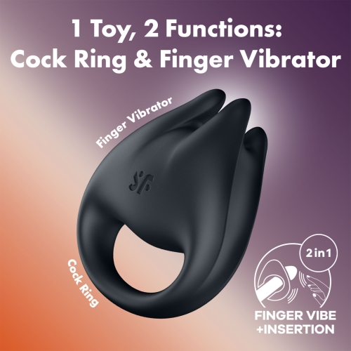 Эрекционное кольцо 2в1 со стимуляцией клитора черное Satisfyer Perfect Pair 1 - 7