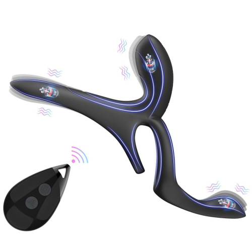 Вібронасадка на член із кільцем для мошонки чорного кольору Erospace Men's Play Vibrating Cock Ring B11 - 4