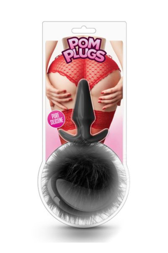 Анальная пробка с хвостиком черного цвета Blush Pom plugs - 2
