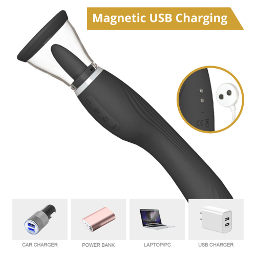 Вібратор для клітора 2в1 вібраційна стимуляція та інноваційна дія рухомого язичка з функцією всмоктування чорного кольору Erospace Sweet Play Clitoral Licking - 8