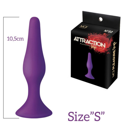 Анальна пробка на присоску фіолетова MAI Attraction Toys довжина 10,5 см діаметр 2,5 см - 2