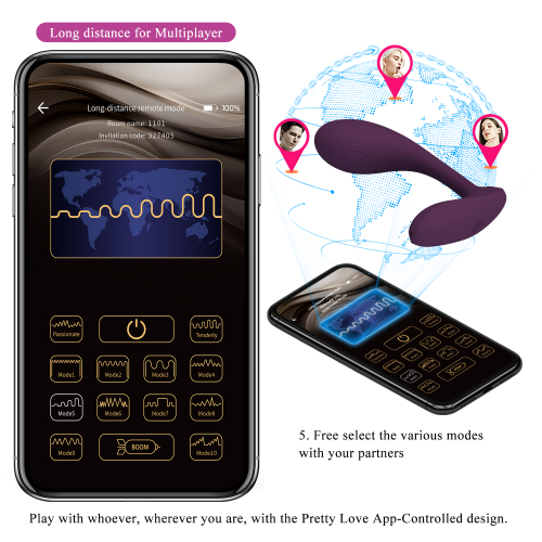 Смарт вібратор для точки G та клітора фіолетового кольору Lybaile Pretty Love G-Spot APP Baird - 19