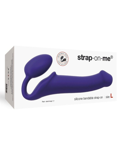 Страпон силиконовый гибкий безременой со стимуляцией клитора и точки G Strap-On-Me Violet L - 3