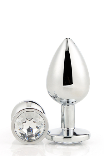 Анальная пробка серебристая с бесцветным камнем 8,3 х 3,4 см Dream Toys Gleming Love - 3