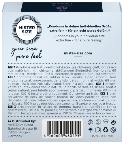 Презервативи Mister Size 69 mm (мм) 3 штуки Містер Сайз - 3