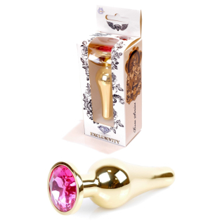 Анальная пробка золотистого цвета и малиновый кристалл BOSS of TOYS Jewellery BUTT plug