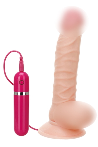 Вібромасажер ділдо на присоску реалістичний тілесного кольору G-Girl Style 8inch Vibrating Dong - 1