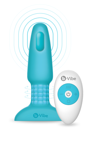 Анальна пробка з вібрацією та імітацією риммінгу b-Vibe для еротичних ігор блакитна - 1