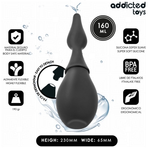 Анальная клизма силиконовая черная Addicted Toys Travel Cleaner модель 1 160 мл - 2