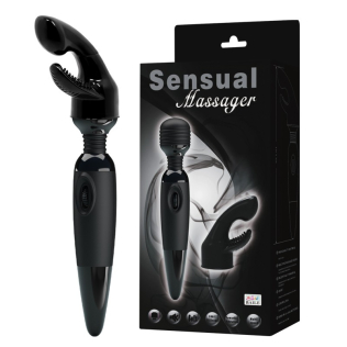 Вибромассажер Ванд с насадкой универсальный черного цвета Baile Sensual Massager