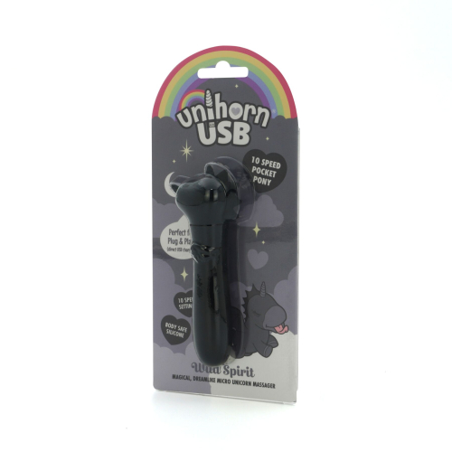 Вибропуля единорожка для клитора черного цвета Unihorn USB Bullet Wild Spirit - 3