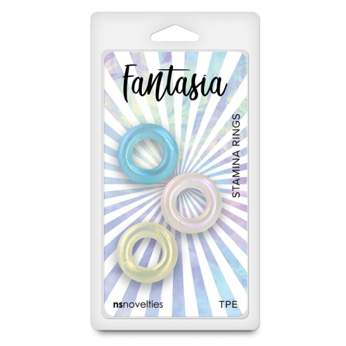 Набір ерекційних кілець перламутр блакитний, білий, зелений NS Novelties Fantasia 3 штуки - 2