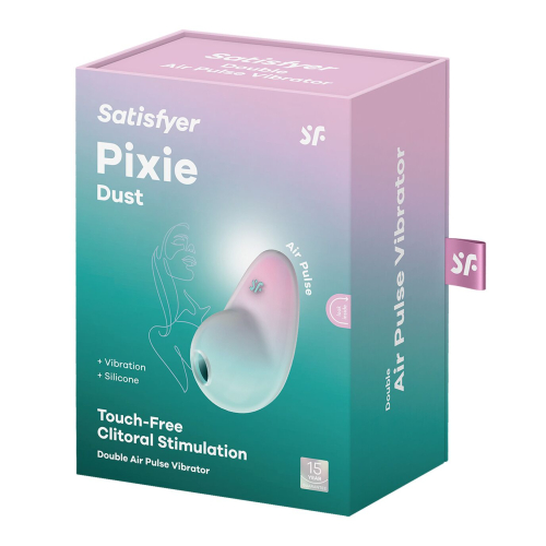 Вакуумний вібратор для клітора рожево блакитного кольору Satisfyer Pixie - 6